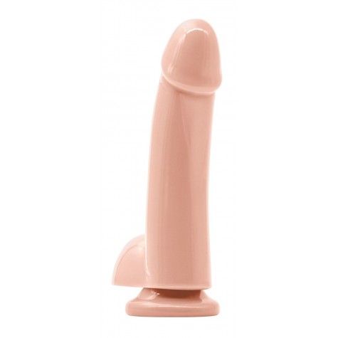 Телесный гладкий фаллоимитатор на присоске с мошонкой Smooth 5 Inch Dildo - 17 см.