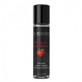 Лубрикант с ароматом клубники WICKED AQUA Strawberry - 30 мл.