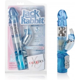 Голубой вибромассажер-кролик Waterproof Jack Rabbit - 24 см.